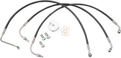 Bromsslangsats LA Choppers Brkelines 15 17 svart flätad vinyl rostfri Touring 96-07