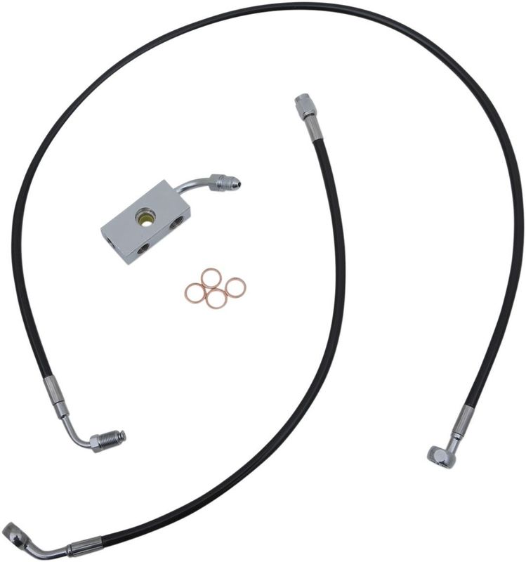 Bromsslangsats LA Choppers Brake Line 15-17 svart flätad Softail 18-22