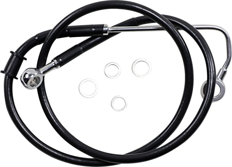 Bromsslang Drag Specialties 4 rostfri förlängd svart Softail 15-17 618299-4BLK