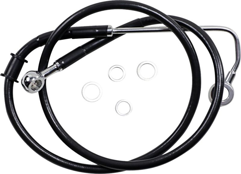 Bromsslang Drag Specialties 6 rostfri förlängd svart Softail 15-17 618299-6BLK