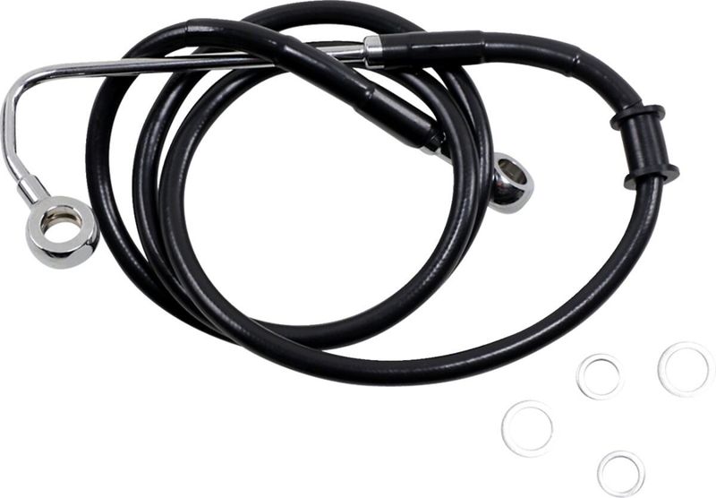 Bromsslang Drag Specialties 8 rostfri förlängd svart Softail 15-17 618299-8BLK