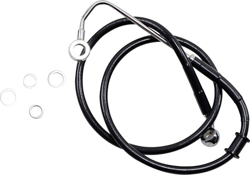 Bromsslang Drag Specialties 6 rostfri förlängd svart Softail 15-17 618300-6BLK