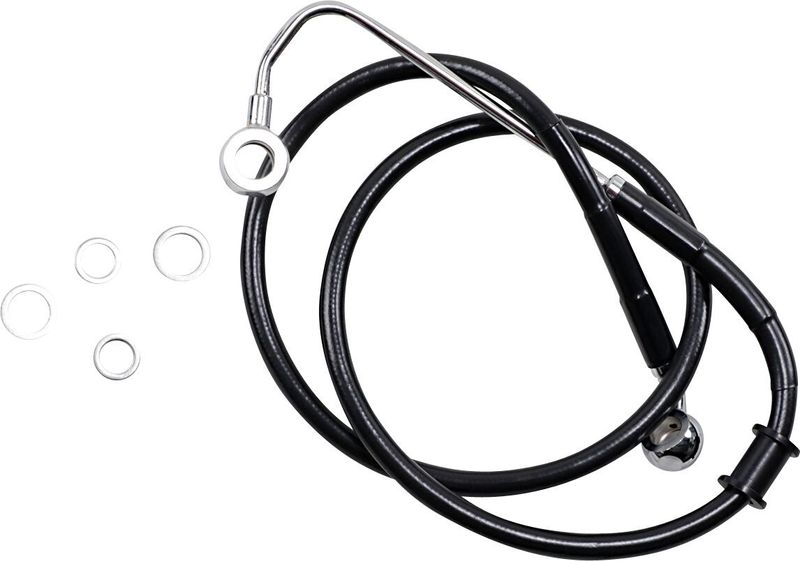 Bromsslang Drag Specialties 6 rostfri förlängd svart Softail 15-17 618300-6BLK