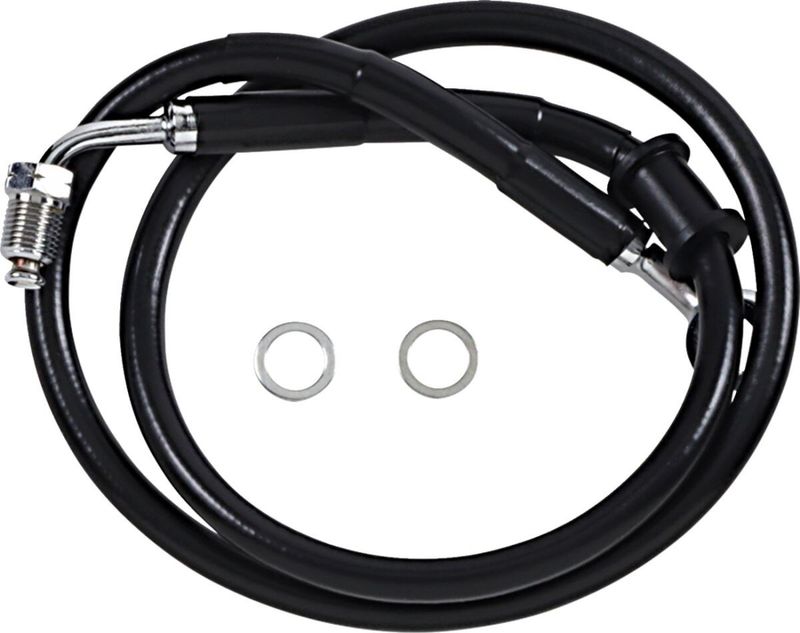 Bromsslang Drag Specialties rostfri förlängd svart Softail 18-24 618620-4BLK