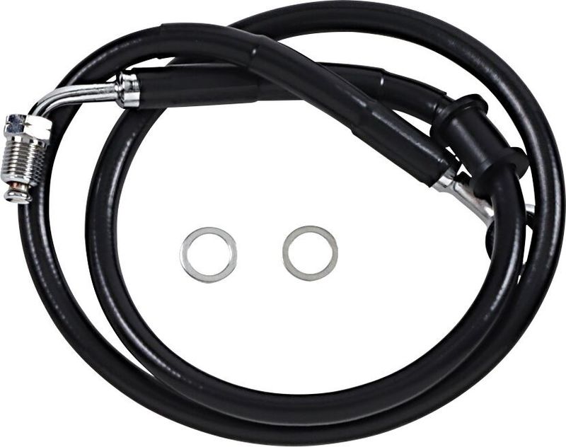 Bromsslang Drag Specialties rostfri förlängd svart Softail 18-24 618620-4BLK