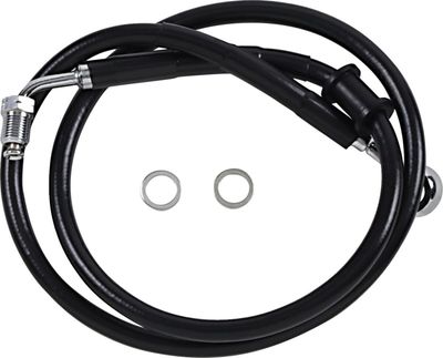 Bromsslang Drag Specialties rostfri förlängd svart Softail 18-24 618620-8BLK