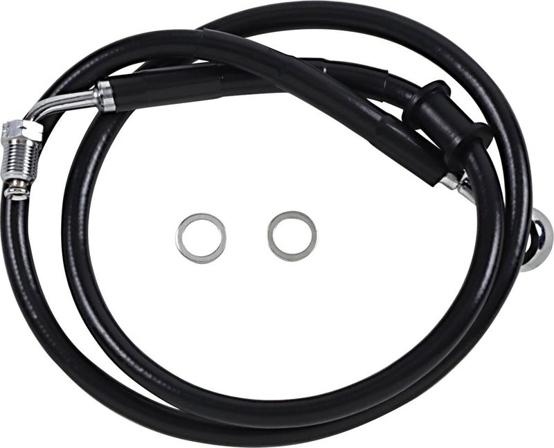 Bromsslang Drag Specialties rostfri förlängd svart Softail 18-24 618620-8BLK