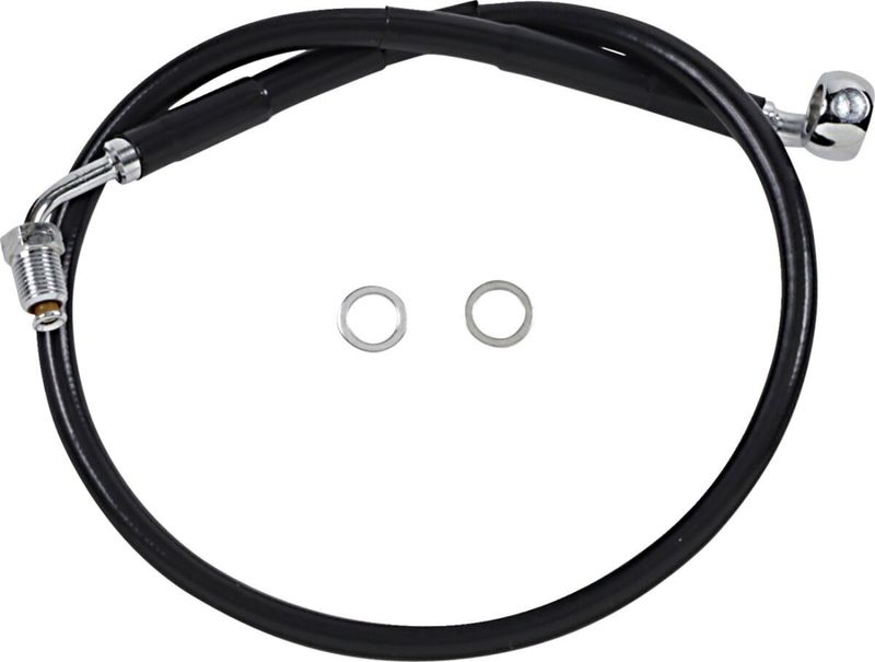 Bromsslang Drag Specialties rostfri förlängd svart Softail 18-23 618601-2BLK