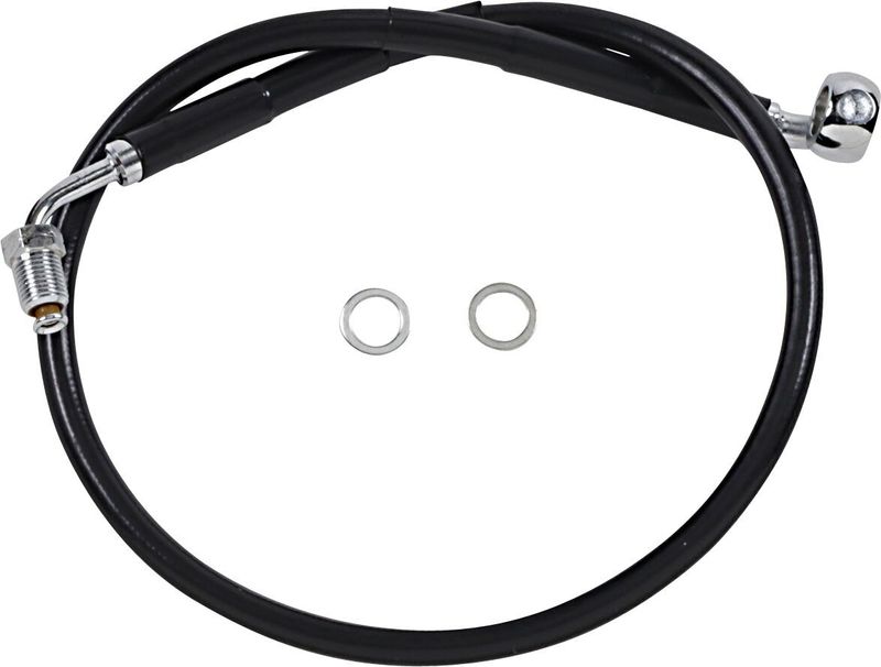 Bromsslang Drag Specialties rostfri förlängd svart Softail 18-23 618601-2BLK