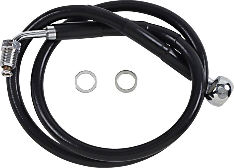 Bromsslang Drag Specialties rostfri förlängd svart Softail 18-23 618601-8BLK