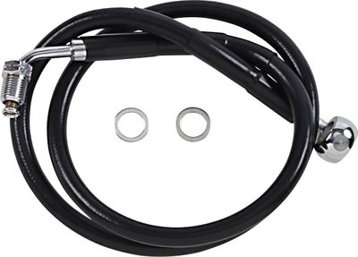 Bromsslang Drag Specialties rostfri förlängd svart Softail 18-23 618601-8BLK