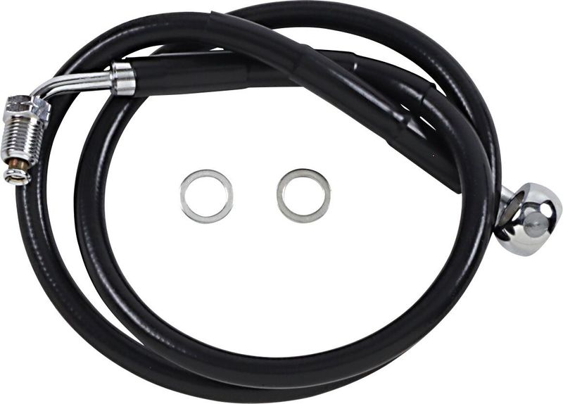 Bromsslang Drag Specialties rostfri förlängd svart Softail 18-23 618601-8BLK