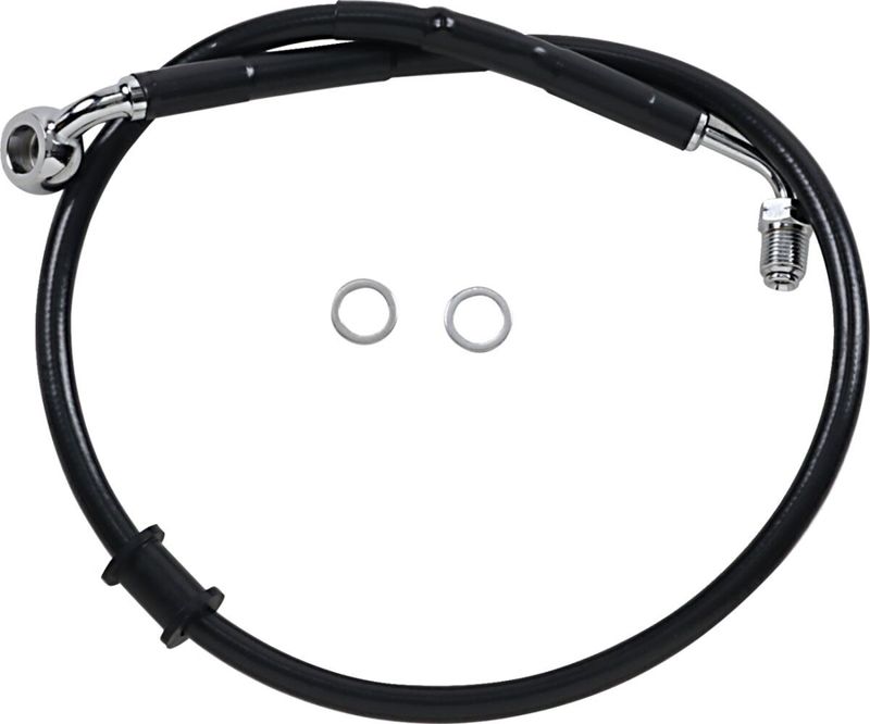 Bromsslang Drag Specialties rostfri förlängd svart Softail 18-24 618604-2BLK