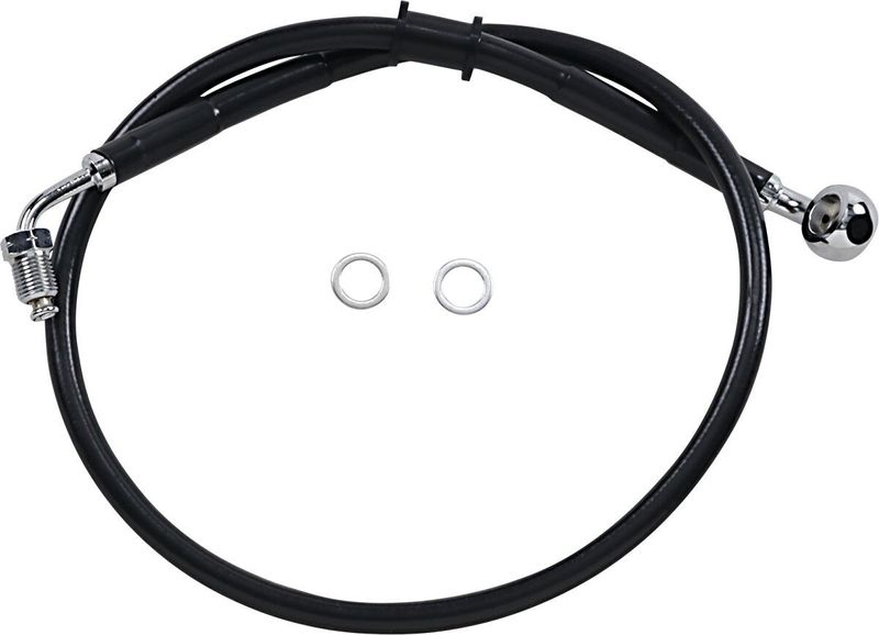 Bromsslang Drag Specialties rostfri förlängd svart Softail 18-24 618604-4BLK