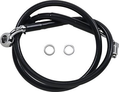 Bromsslang Drag Specialties rostfri förlängd svart Softail 18-24 618604-8BLK