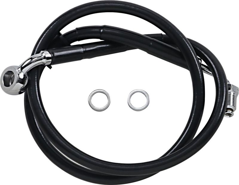 Bromsslang Drag Specialties rostfri förlängd svart Softail 18-24 618604-8BLK