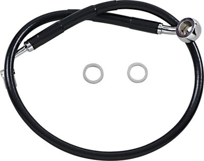 Bromsslang Drag Specialties rostfri förlängd svart Softail 18-24 618631-2BLK