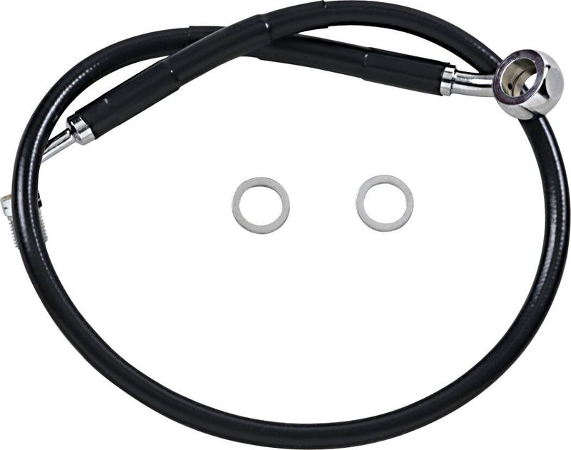 Bromsslang Drag Specialties rostfri förlängd svart Softail 18-24 618631-2BLK