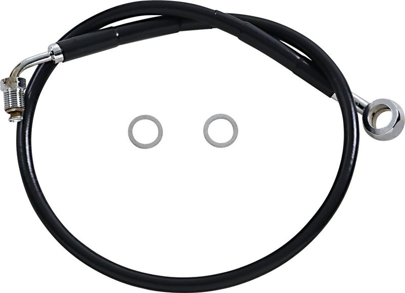 Bromsslang Drag Specialties rostfri förlängd svart Softail 18-24 618631-4BLK