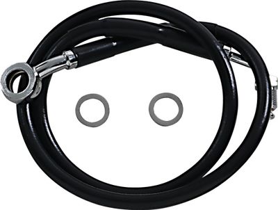 Bromsslang Drag Specialties rostfri förlängd svart Softail 18-24 618631-8BLK