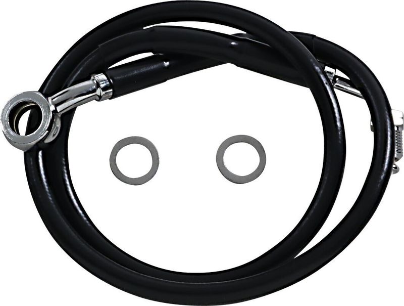 Bromsslang Drag Specialties rostfri förlängd svart Softail 18-24 618631-8BLK