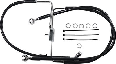 Bromsslang Drag Specialties BLK+2 rostfri förlängd Sportster 17-20