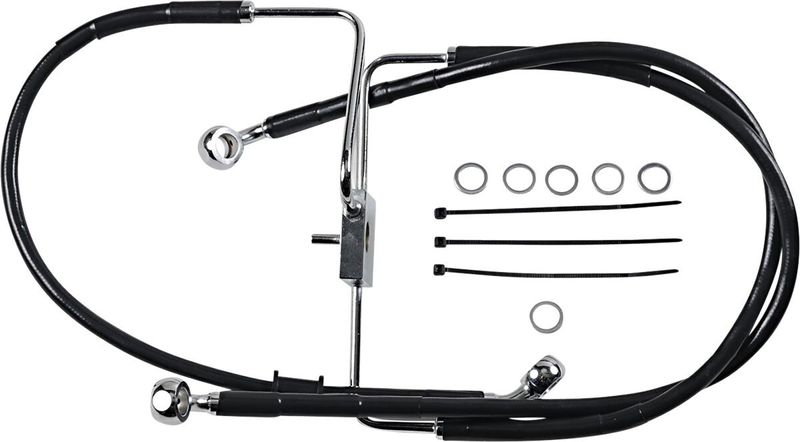 Bromsslang Drag Specialties BLK+2 rostfri förlängd Sportster 17-20