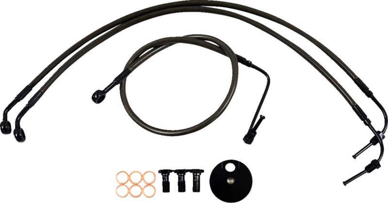 Bromsslangsats LA Choppers Midnight flätad Softail 14-24