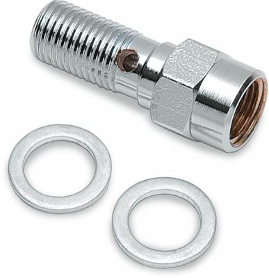 Banjoskruv med fäste bromsljuskontakt Drag Specialties 3/8"-24 krom