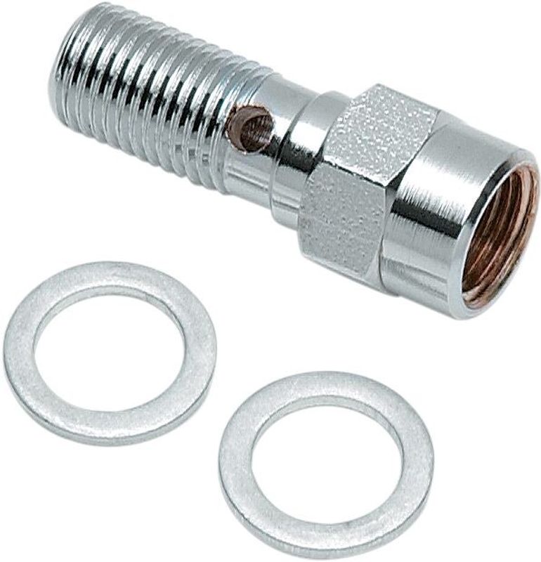 Banjoskruv med fäste bromsljuskontakt Drag Specialties 3/8"-24 krom