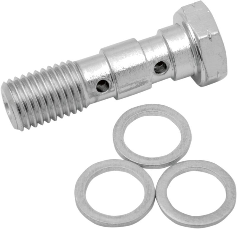 Banjoskruv Drag Specialties 1.25 10MM krom stål dubbel