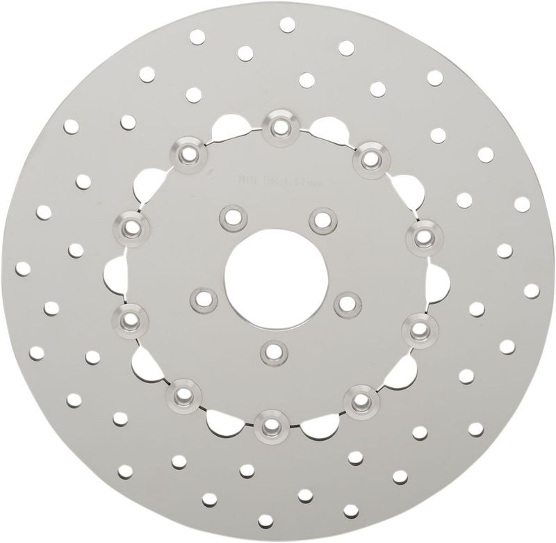 Bromsskiva Drag Specialties fram 11.8" borrad polerad rostfri FXD 06-10