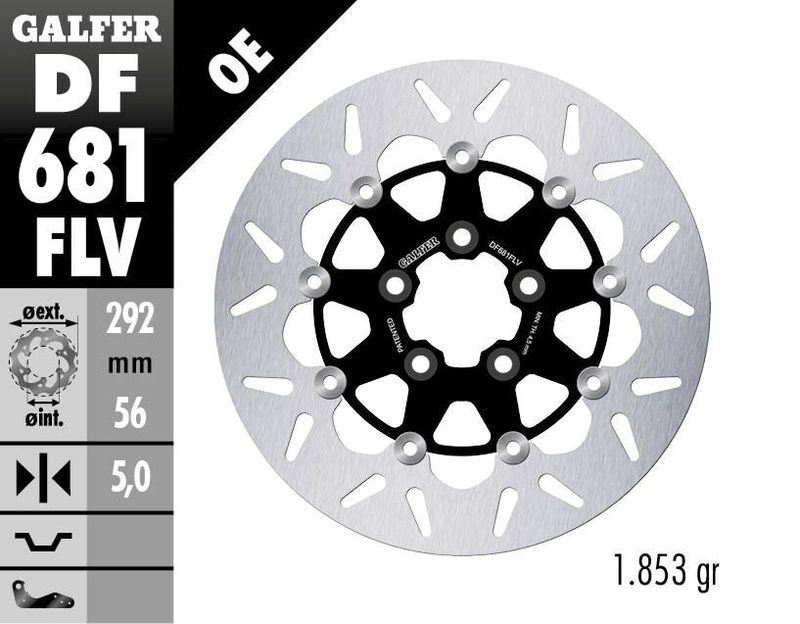 Bromsskiva Galfer 292x 5mm rund flytande Softail 00-26