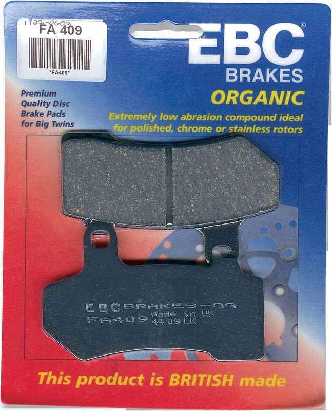 Bromsbelägg EBC FA409 Buell organiska Touring 08-24, V-Rod 05-17