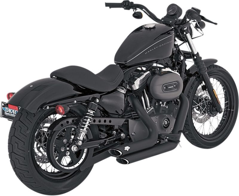 Avgassystem Vance & Hines Shortshots Staggered 2-1/2" svart XL Sportster 04-13