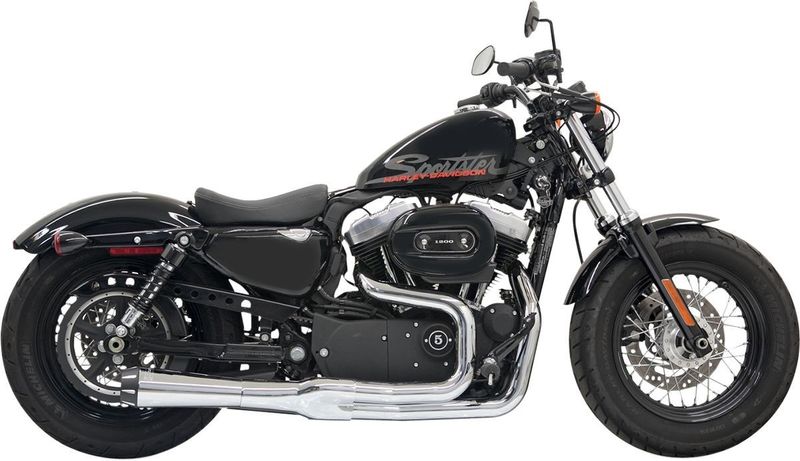 Avgassystem Bassani Xhaust Rage II Mega 2 krom svart Sportster 04-13 1X22R