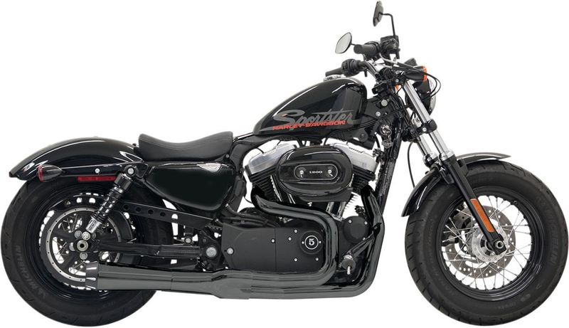Avgassystem Bassani Xhaust Rage II Mega 2 krom svart Sportster 04-13 1X22RB