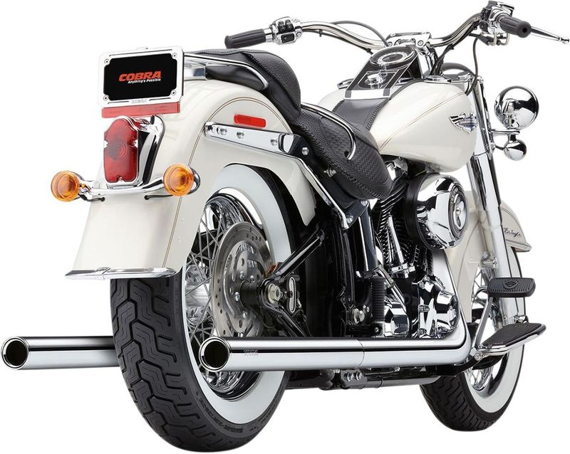 Avgassystem Cobra Bad Hombre dubbel krom billet Softail 07-11, Touring 07-11, Dyna 07-10