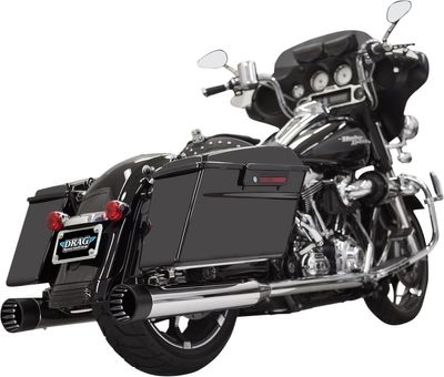 Slip-on ljuddämpare Bassani Xhaust DNT rak krom polerad svart Touring 95-16, Trike 14-15