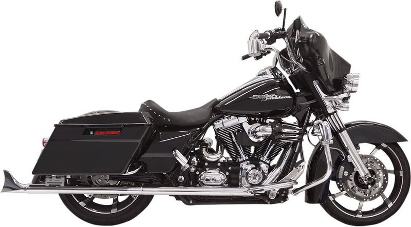 Slip-on ljuddämpare Bassani Xhaust Fishtail 33 dubbel krom Touring 95-16, Trike 14-15 1F27E33