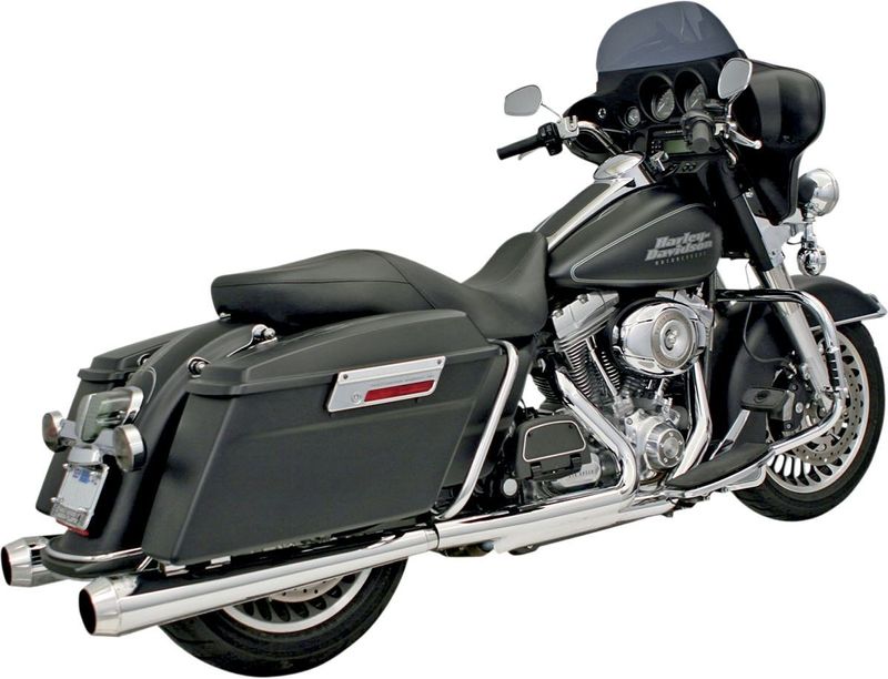 Slip-on ljuddämpare Bassani Xhaust Megaphone krom Touring 95-16, Trike 14-15 FLH-517L