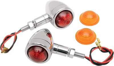 Markeringsljus Drag Specialties Mini-Bullet orange/rött glas krom