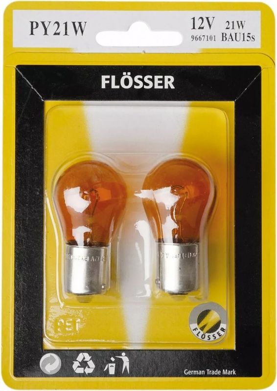 Glödlampa Flösser PY21W BAU15s 12V orange (10-pack)