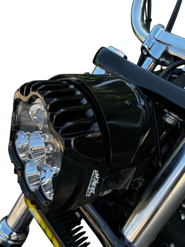 Strålkastare Custom Dynamics Shark Demon LED matt H-D 99-22