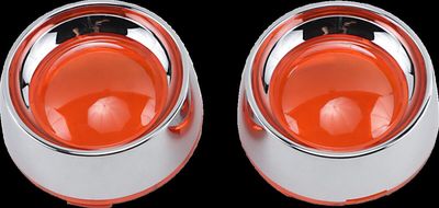 Deep Dish Bezels For Bullet Turn Signals Amber Lens Chrome Bezel