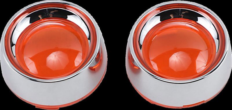 Deep Dish Bezels For Bullet Turn Signals Amber Lens Chrome Bezel