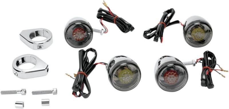 Blinkerssats Drag Specialties Deuce röd/orange LED rökfärgat glas