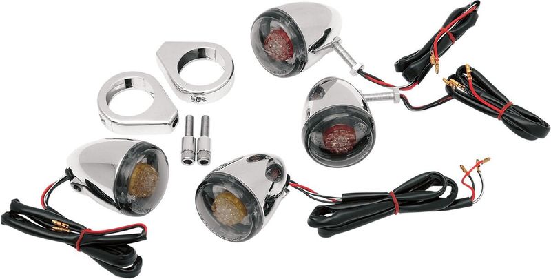 Blinkerssats Drag Specialties Deuce röd/orange LED rökfärgat glas