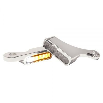 Blinkers styre HeinzBikes Stripes PL krom vit Softail 18-24