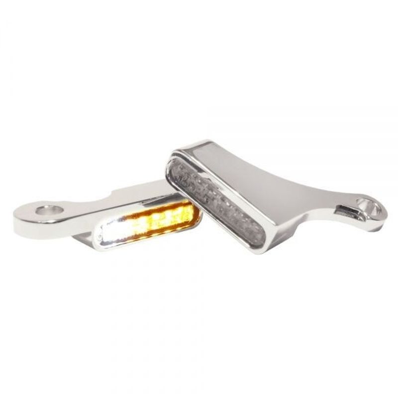 Blinkers styre HeinzBikes Stripes PL krom vit Softail 18-24